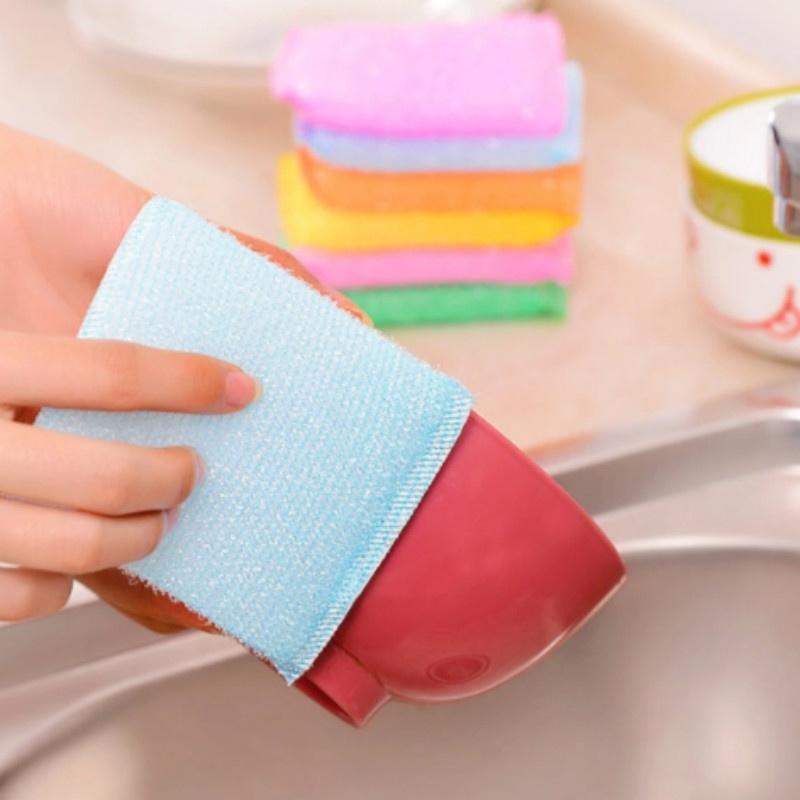 New 4Pieces / Set of Sponge Scouring Pad Rag Cleaning Brush Super Decontamination Housework Dishwashing