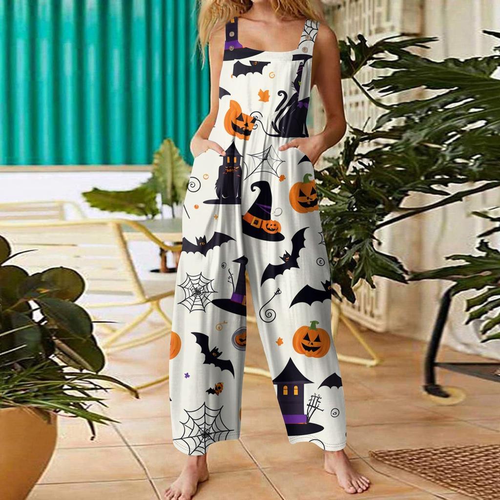 Moda pentru femei St. Salopetă casual largă retro cu bretele, imprimată pentru Ziua Sfântului Patrick