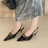Fashion SUOJIALUN New Brand Women Sandal Shoes Fashion Pointed Toe Shallow Ladies Elegant Slingback Shoes Shallow Dress Pumps Shoes