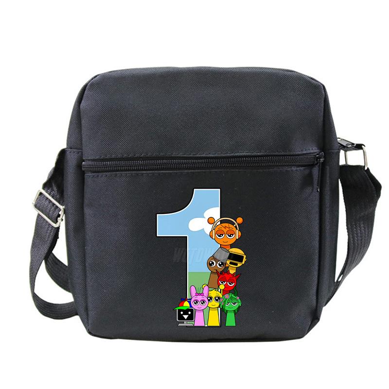 Fashion Children'S Shoulder Bag 26 Letters Personalized Printing Rhythm Box Black Messenger Bag Stationery Bag