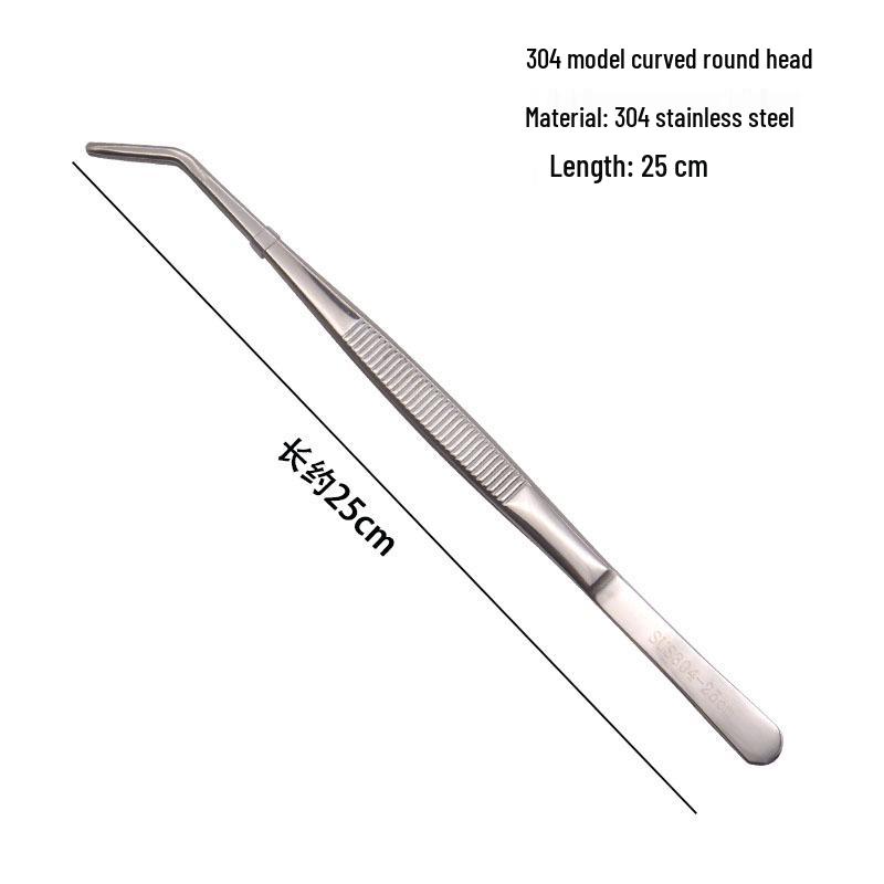 304 Stainless Steel Round Tip Tweezers with Teeth, Non-Slip, Ideal for Aquatic Plant Care and Gardening.