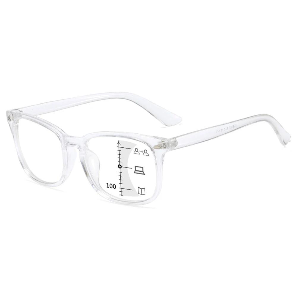 Square Progressive Multifocus Reading Glasses Anti Blue Light Presbyopic Glasses Spring Hinge Readers Far And Near Dual-Use