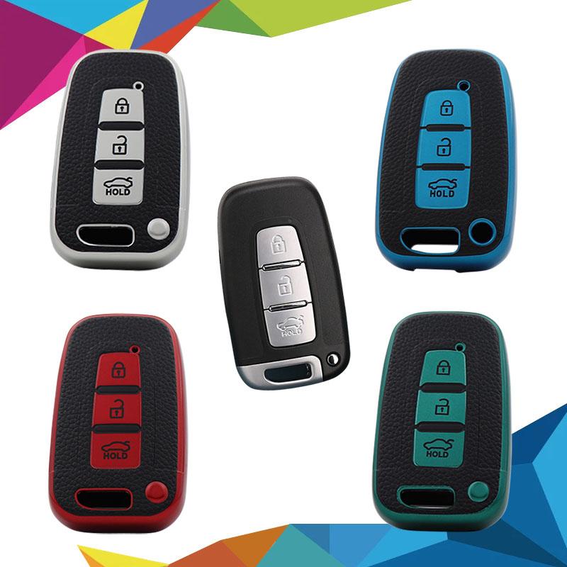TPU Leather Car Remote Key Cover Case Shell Key Fob for Genesis Equus Veloster Lafesta Sportage Forte Optima Soul Azera Sorento Protector Holder