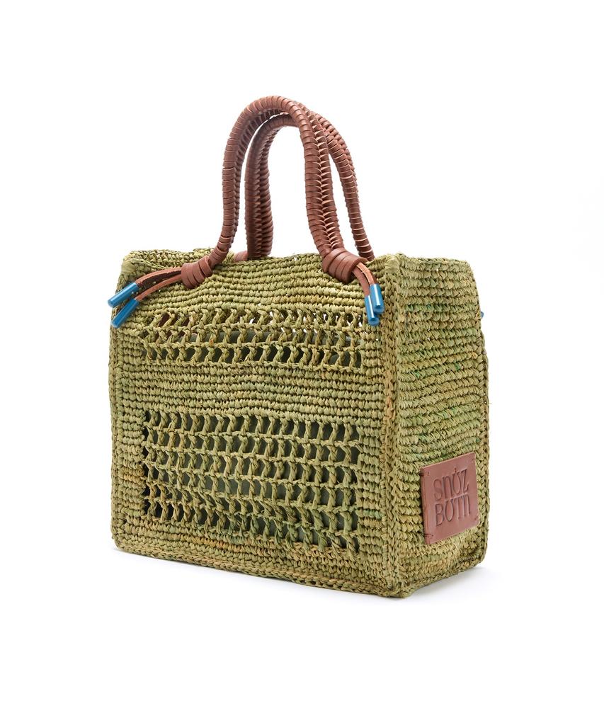 Snuzbutn Handmade Natural Raffia Isabel Bag Khaki