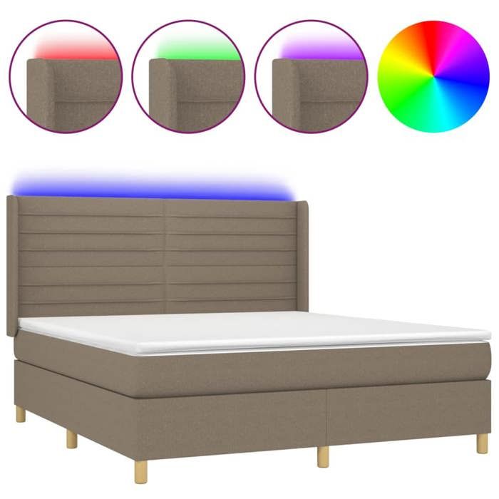 VidaXL Sommier à Lattes de Lit avec Matelas et LED, Lit Rembourré, Lit Double, Lit Adulte de Chambre à Coucher Intérieur, 3138969