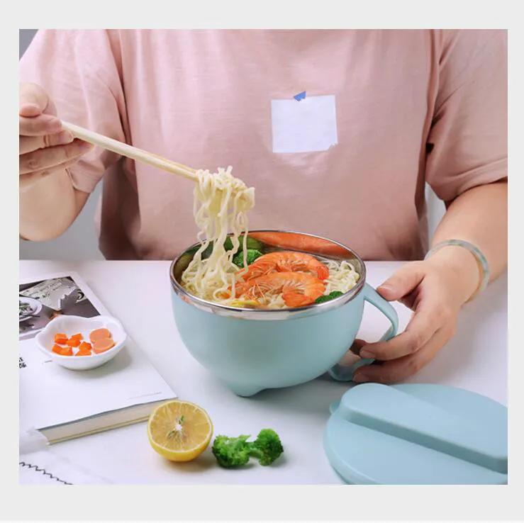 304 Stainless Steel Household Instant Noodle Bowl with Lid Lunch Box Eating Student Packed Gadgets Kitchen Tableware Tools