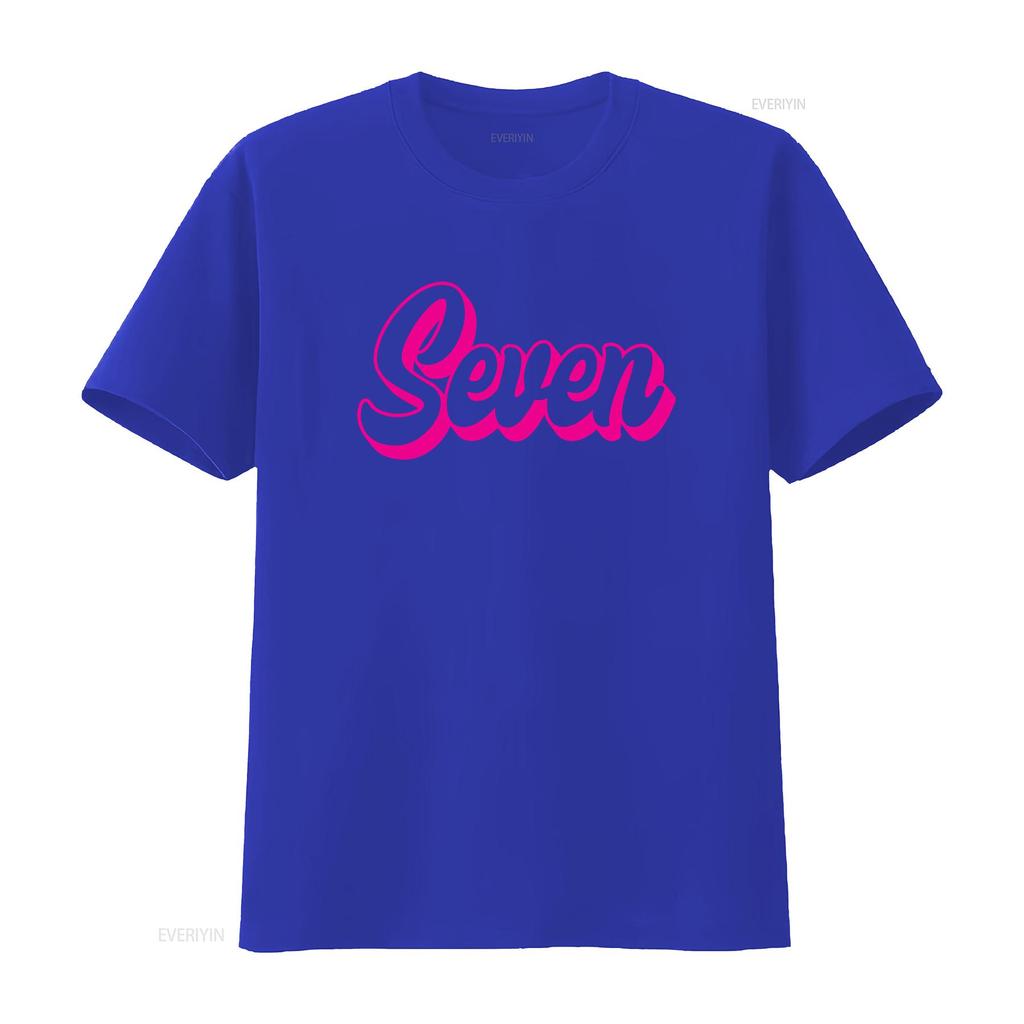 7th Birthday T Shirt Retro Girl Seven Party Kids Cute Groovy vintage Washed designer clothes Stretched streetwear Breathable