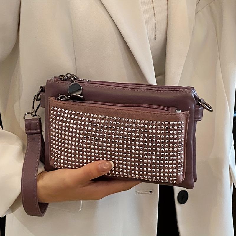 Fashion Rhinestone-Studded Shoulder Bags for Women Small Crossbody Bags Wrist Bag for Women Work Shopping and Meeting Friends Ladies' Holiday Gifts