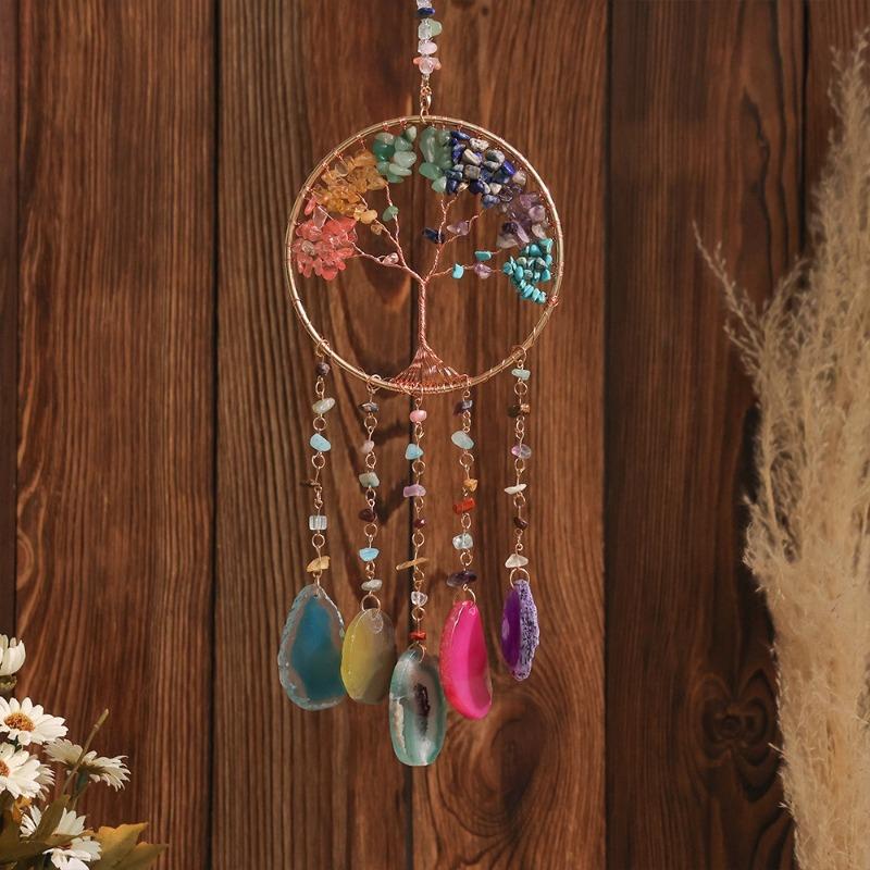 Luxus-Achat Lebensbaum Traumfänger Ästhetisch Lustige Windspiele Kreative Kunst Makramee-Ornament Heimwanddekoration Handwerk Geschenk