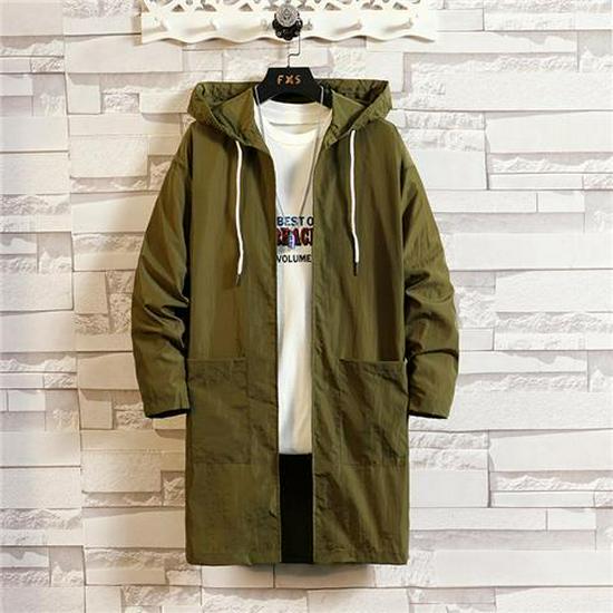 

Мужская ультратонкая дышащая быстросохнущая ветровка из ледяного шелка: Летняя солнцезащитная куртка с капюшоном в корейском стиле. 2XL армия зеленый