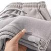 Light Gray Heavy Fleece Drawstring Sweatpants Fleece Thickened Sports Casual Straight Pants Autumn and Winter