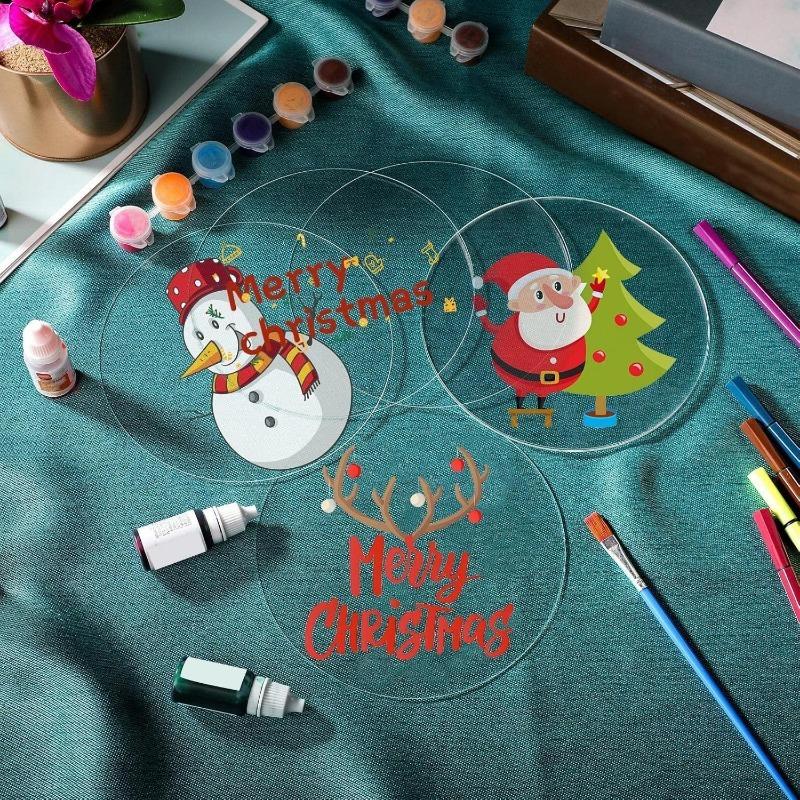 30PCS 3-inch Acrylic Round Blank with Holes, Clear Disc, Round Transparent Acrylic Coaster, Handmade Decorations DIY Art Project Supplies