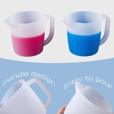 Copo de Silicone 500ml com Alça Escala DIY Resina Epóxi Cola Pigmentos Misturados Ferramentas de Fabricação Reutilizado Fácil de Limpar Copo Medidor Macio