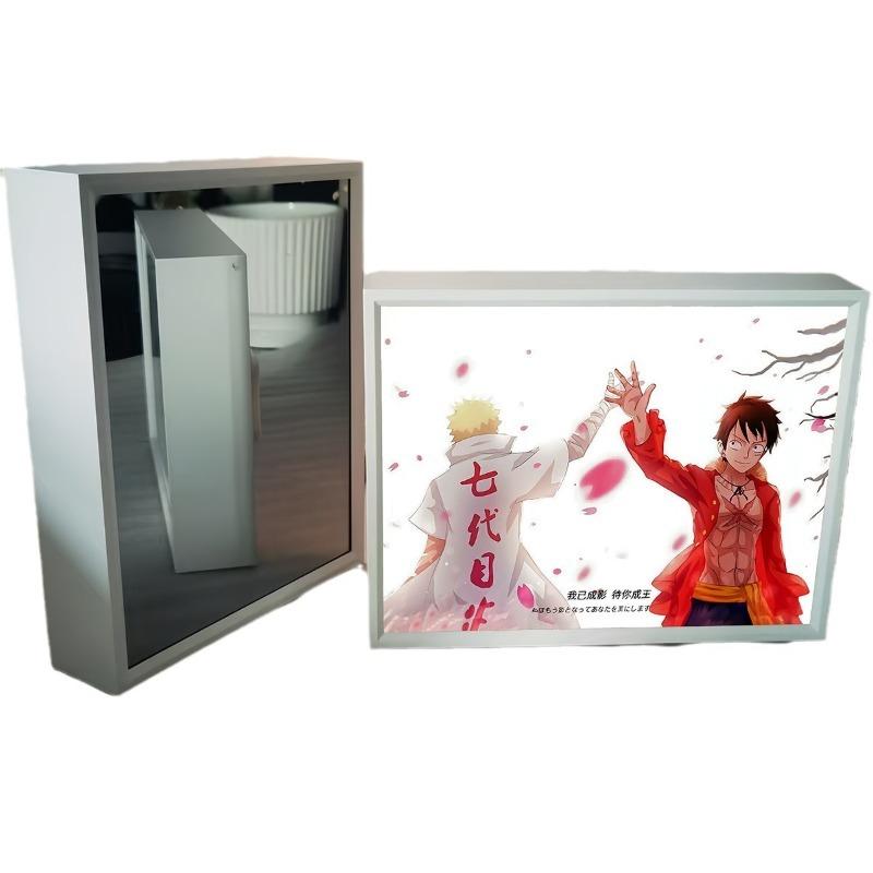 21cm/8.27in 3D Anime Naruto Mirror Light Painting Bedroom Night Light Desk Cartoon Figures Peripherals Funny Birthday Decoration