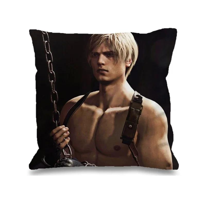 Leon Kennedy Decorative Pillowcase 45x45 Printed Anime Pillow Case Ornamental Pillows for Living Room Cushion Cover