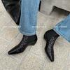 Square-headed Sheepskin Chelsea Boots Children's Short Boots 2025 Autumn and Winter New French and Ankle Boots Mid-heel One-pedal Boots