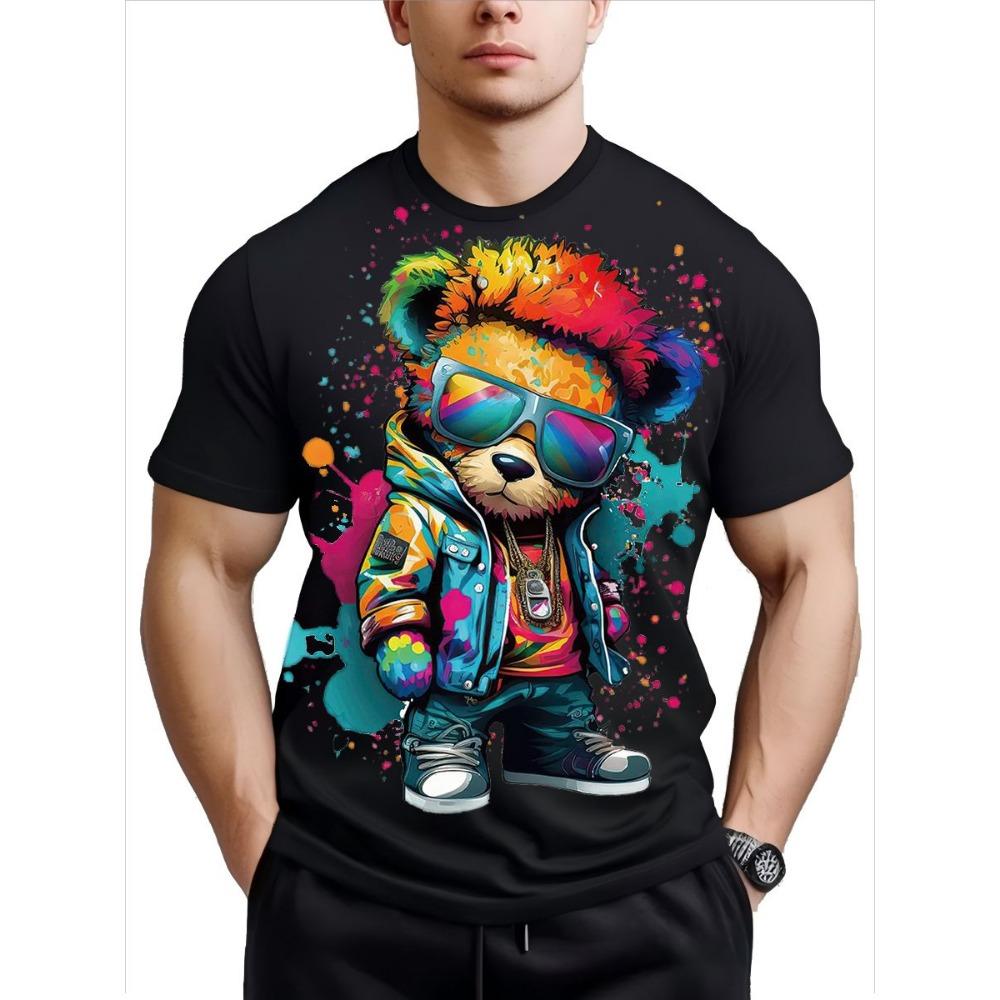 Summer Men's 3D Digital Printing, Casual and Comfortable Versatile Men's Round Neck Short Sleeved Shirt