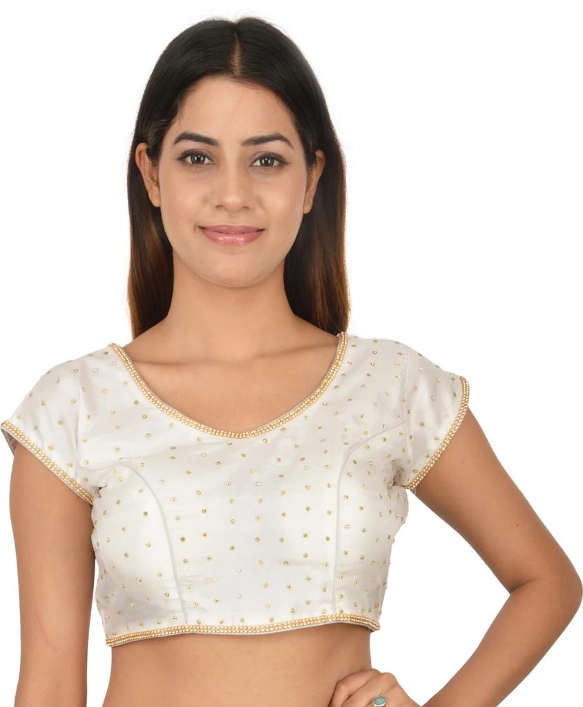 Women's V Neck Short Sleeves Blouse Indian Desigenr Ethnic Crop Top Choli Dress