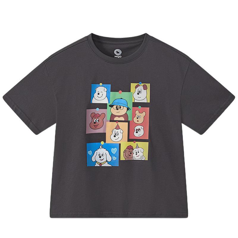 MQD Boys' Pure Cotton Cartoon Letter Short-Sleeved T-Shirt