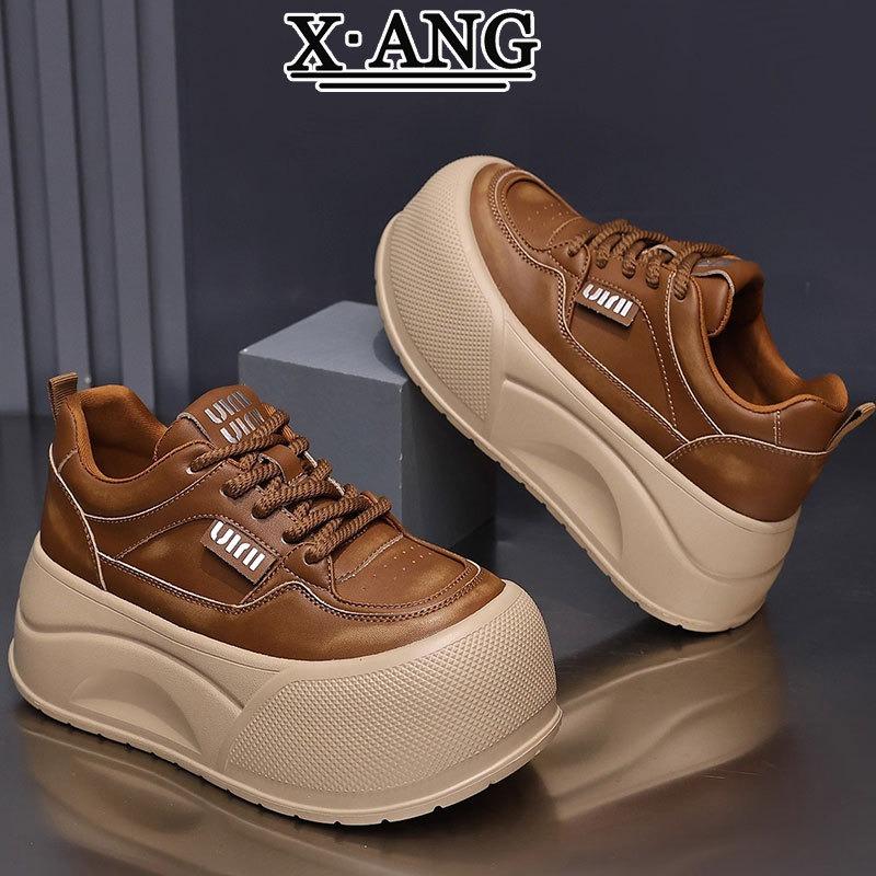sponge cake thick sole height increase cm small women's shoes leather board shoes women's casual sports shoes lightweight white shoes