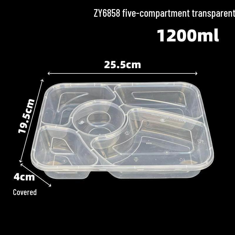 Tongyuanshi 5-Compartment Disposable Rectangular Lunch Boxes