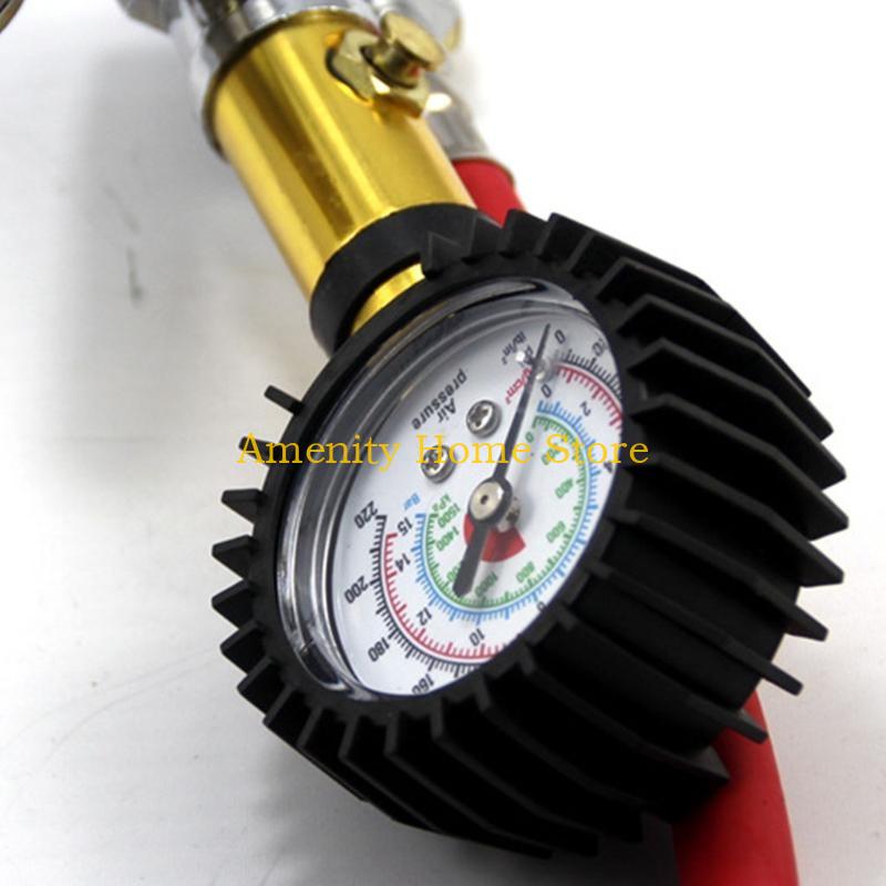 

F26C Handhled Tyre Inflator Gauge Tyre Deflator & Inflator Gun with Pressure Gauge 220 PSI Tyre Pressure Monitor Tester
