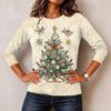 Women's Christmas Print Neck Long Sleeve Pullover Top
