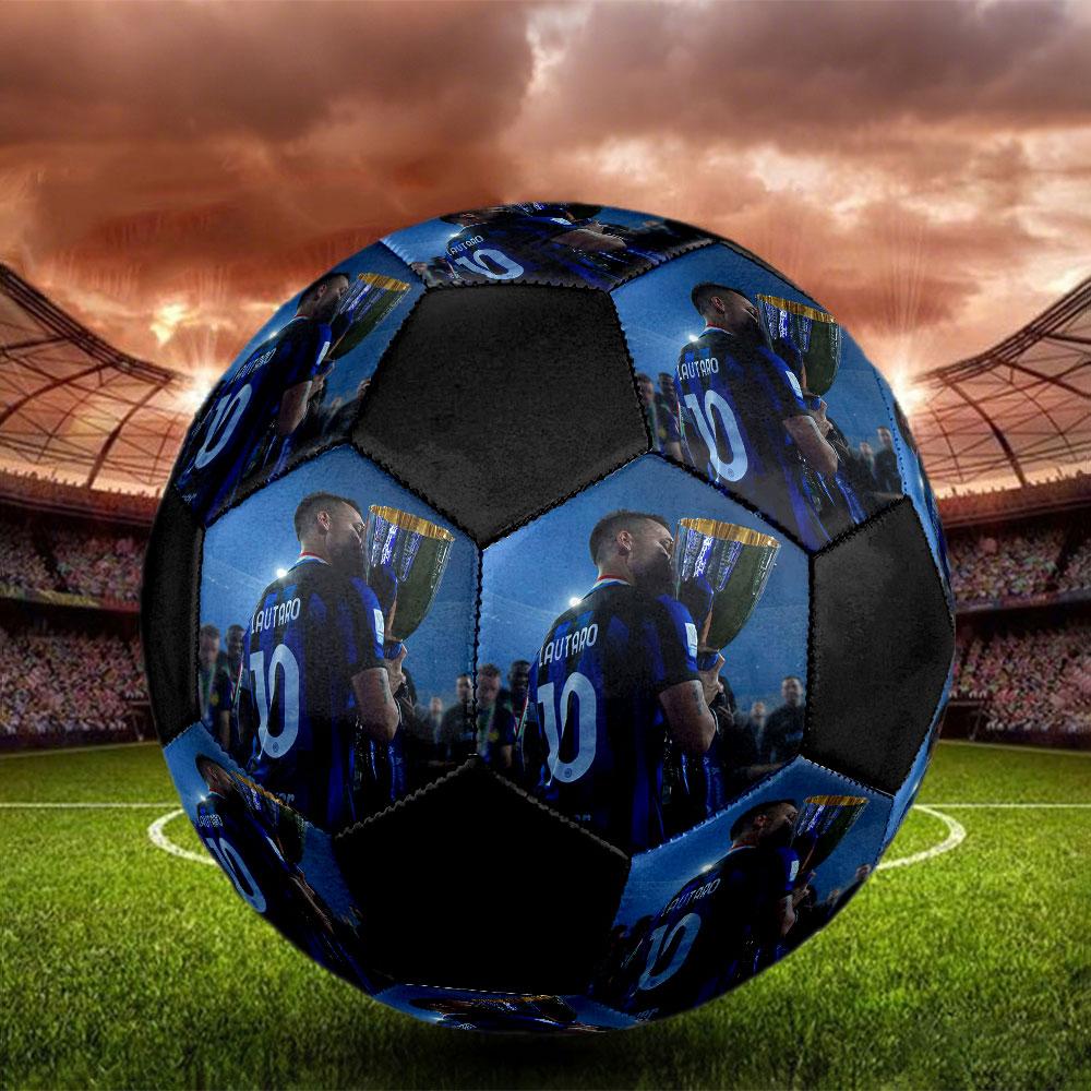 Lautaro Size 5 Soccer Ball, Machine-Stitched PVC, Durable & High Bounce, All Ages Fit, Fan Merchandise, Matches & Outdoor Use.