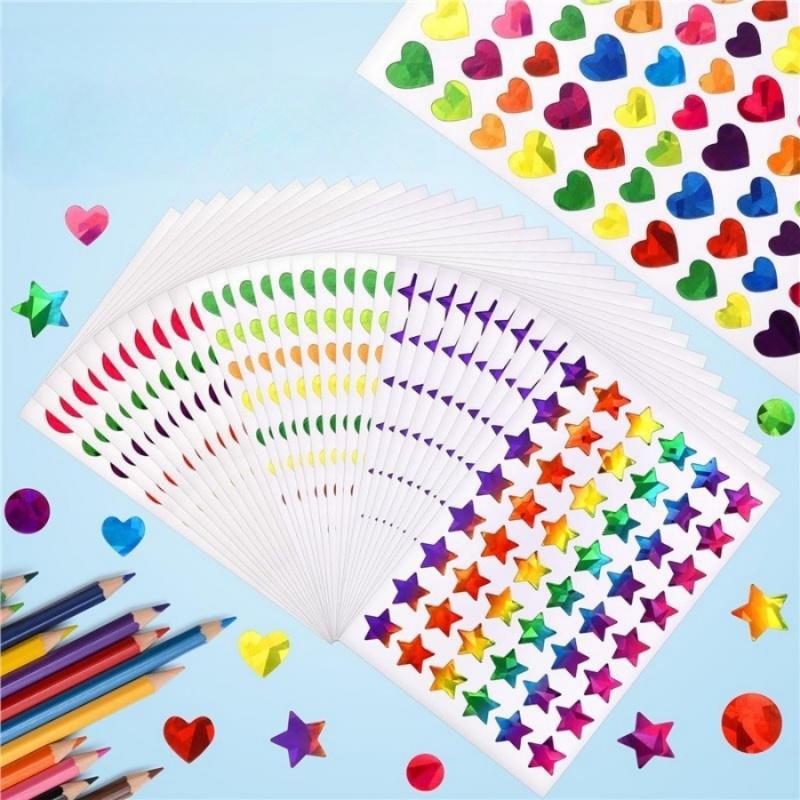 3pcs/packLaser Star Heart Dot Stickers Colorful Glass Bottle Gift Packaging Bag Decoration Stickers Reward Adhesive Labels Seali