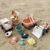 Kids Sand Water Play Set Toys For Kids Trolley Bulldozer Beach Bucket Shovel Hand-Pulled Sand Truck Summer Seaside Sand Toys