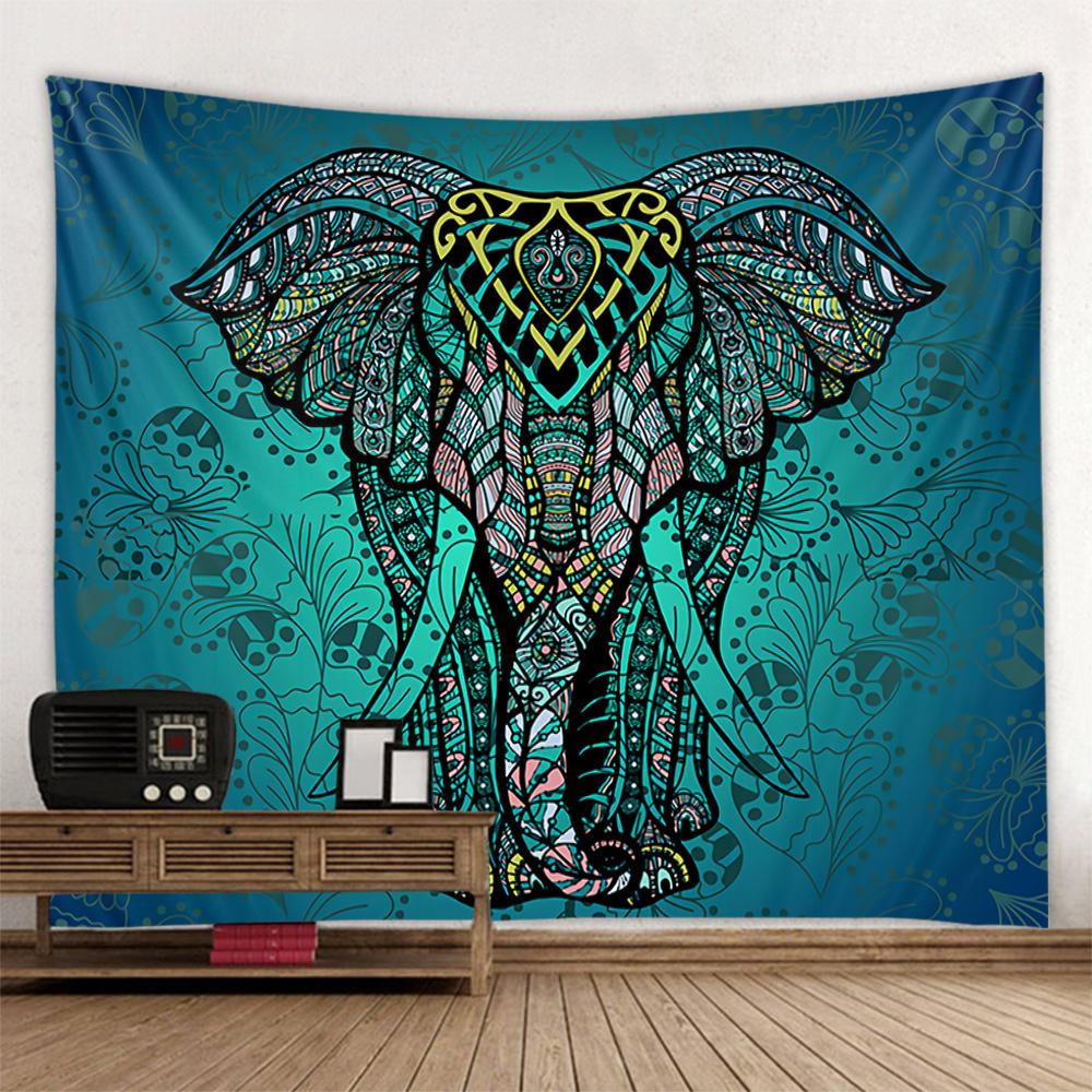 Retro patterned tapestry, fantasy elephant wall hanging aesthetics, room art decoration, Bohemian mandala home wall decoration