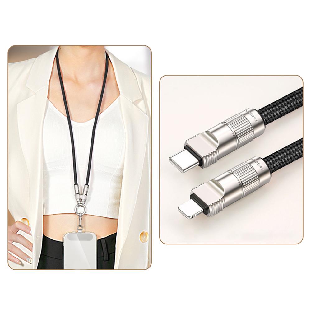 90cm Halsband 27W Ladekabel Handy-Lanyard Handy-Sicherungsleine mit Typ-C zu L-Port Stecker
