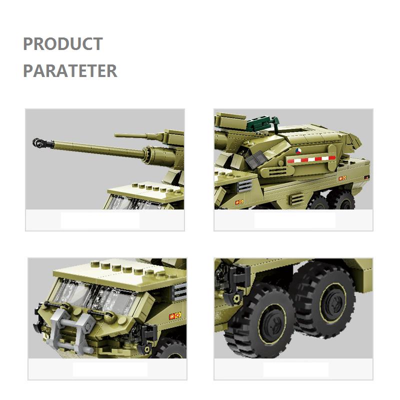 Non-Toxic 425Pcs Dana M2 Ww2 Military Soldiers Army Weapon Armored Vehicle Tank Building Blocks Model Diy Bricks Children'S Diy Toys Gift