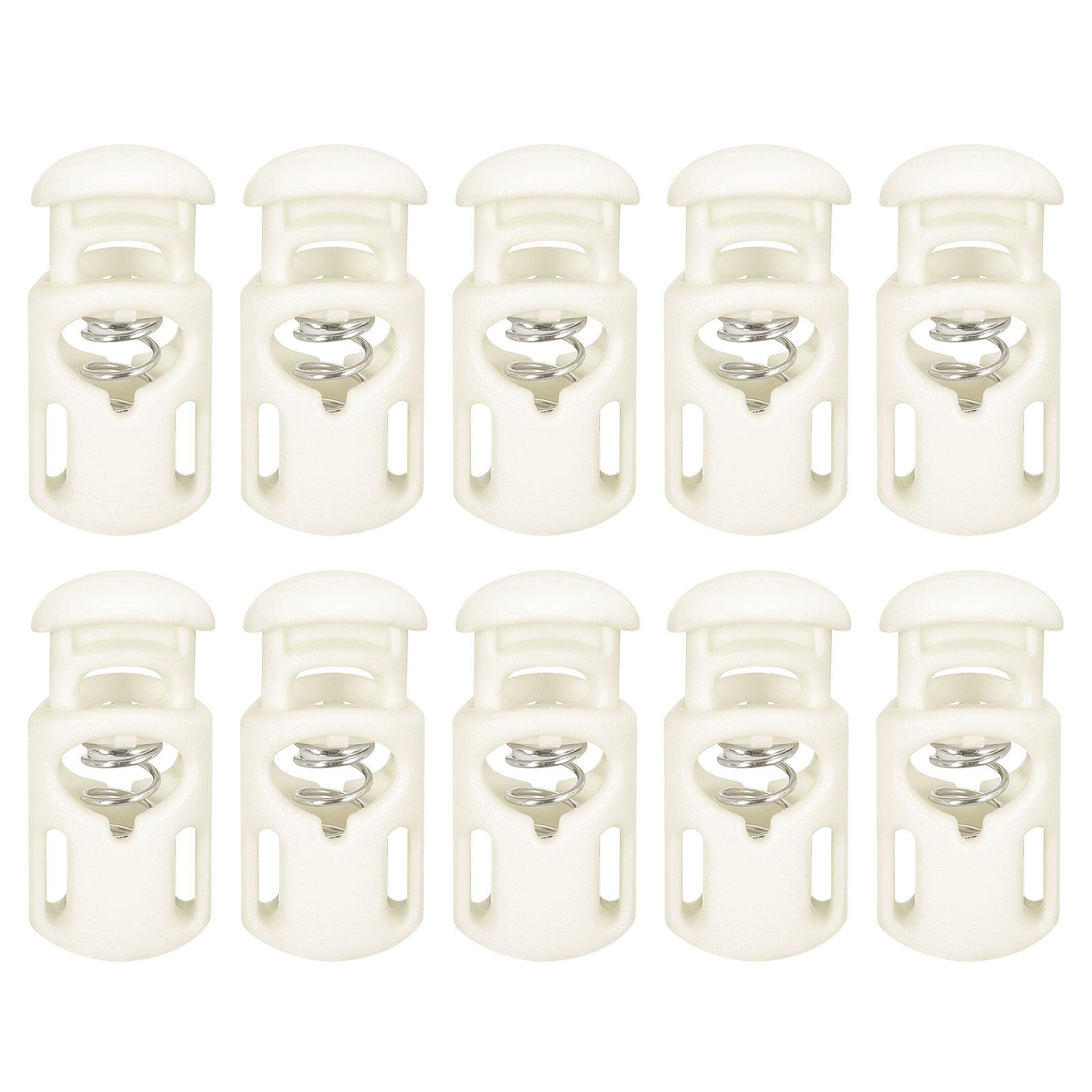 

30 шт. Пластиковый фиксатор шнура, стопор с пружинным замком с одним отверстием для шнурка, пружинный стопор для рюкзака, шнурков, кулисок, 5,5x3 мм белый
