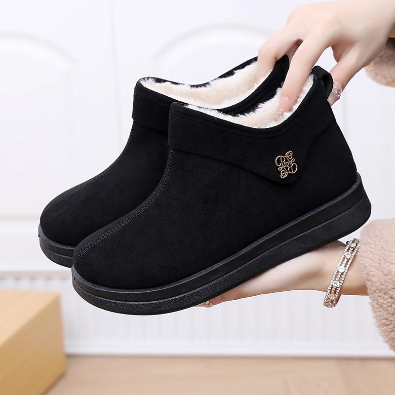 Women's Retro Low-top Ankle Boots, Cotton Shoes, Thick and Warm Snow Boots, Cloth Shoes