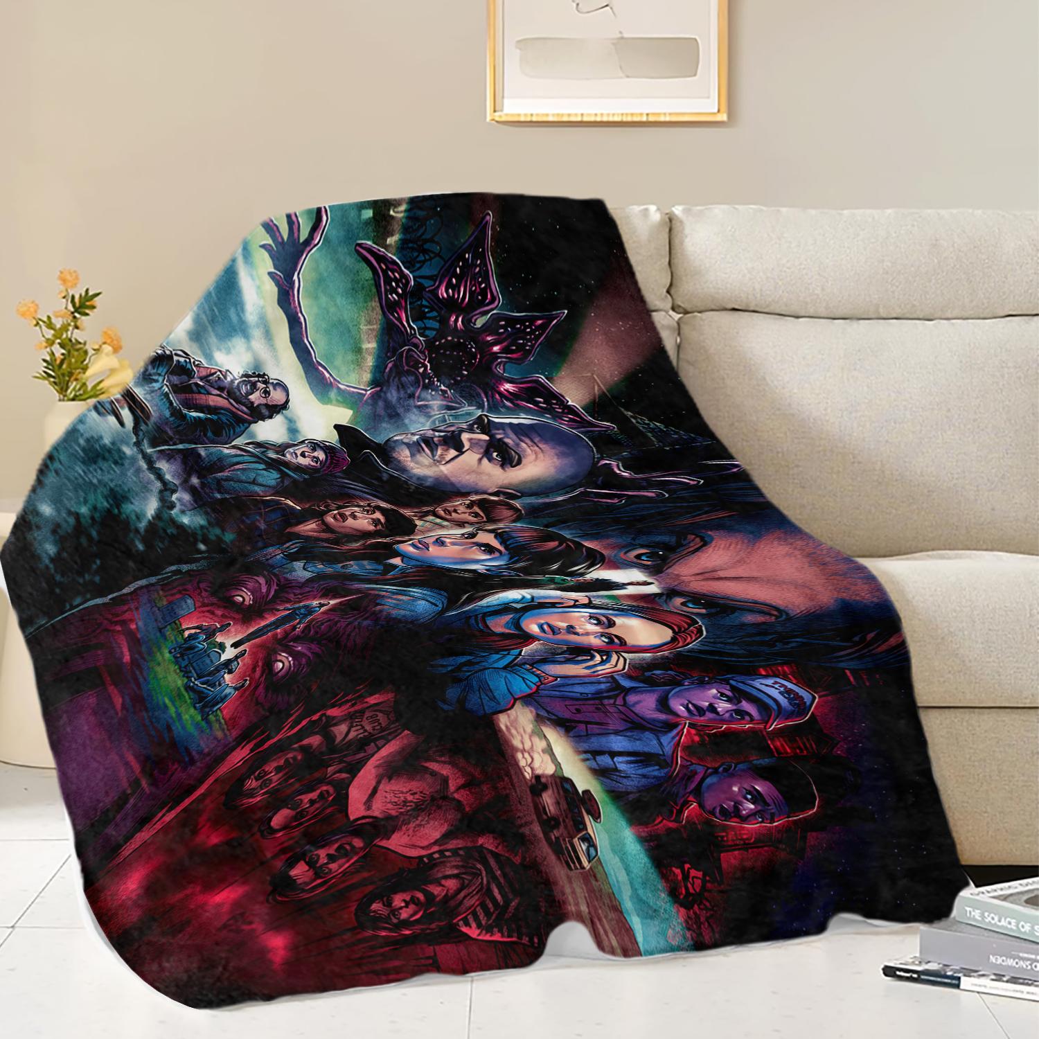 

1Pcs American Hot TV Christmas Lights Lettering Blanket Flannel Blanket Cozy Warm Soft Plush Blanket For Sofa 75x100cm (30x40inch)