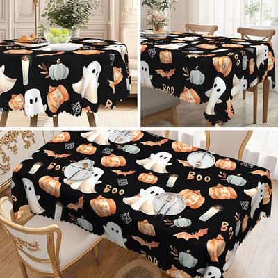 1 Halloween Tablecloth With Pumpkin And Ghost Patterns For Party Tables, Long Table Coverings