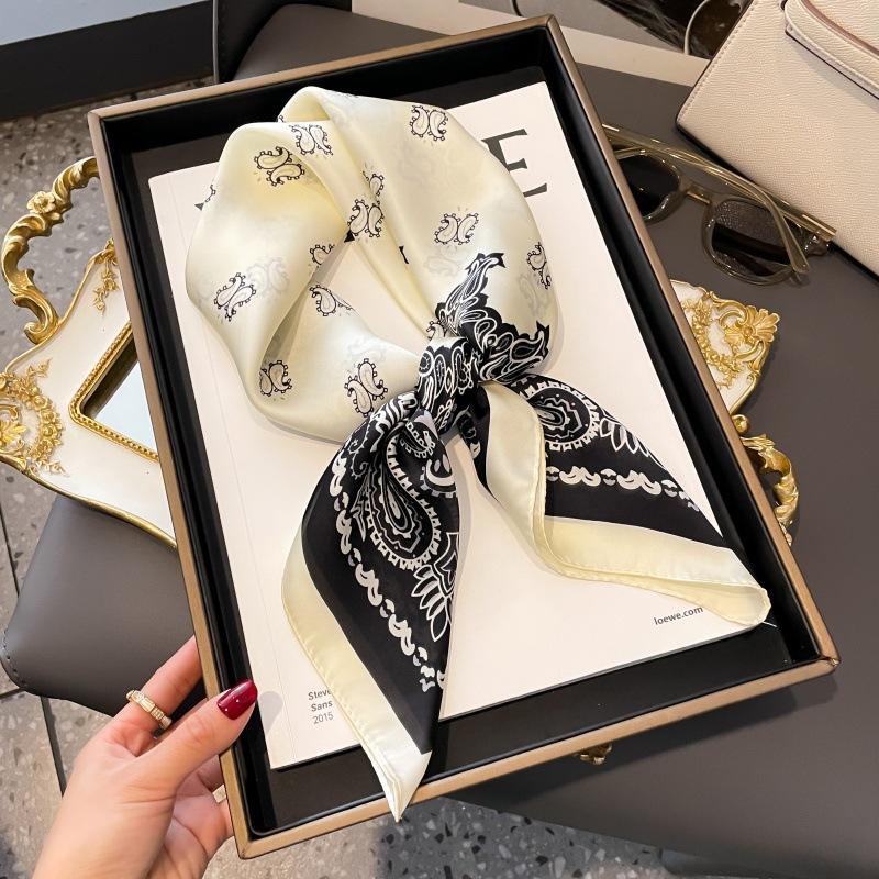 High-end large square scarf silk scarf women's new versatile neck summer thin bag head mother scarf with shawl