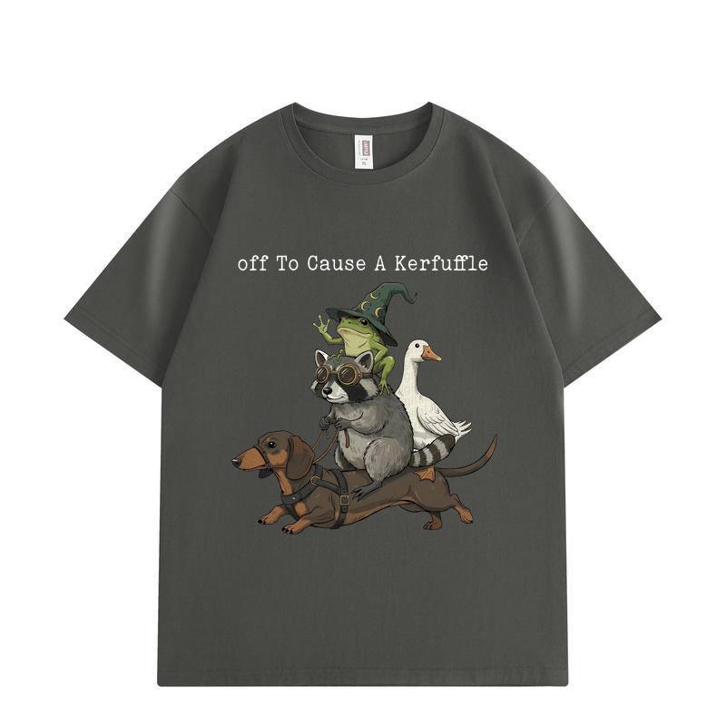 Off To Cause A Kerfuffle Funny Animal Graphic T Shirts High Quality Fashion Oversized T-shirts Men Women Cotton T-shirt