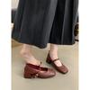 French Retro Square Toe Mid-Heel Mary Jane Shoes for Women - Elegant Spring & Autumn Style with a Chunky Heel and Fairy Aesthetic
