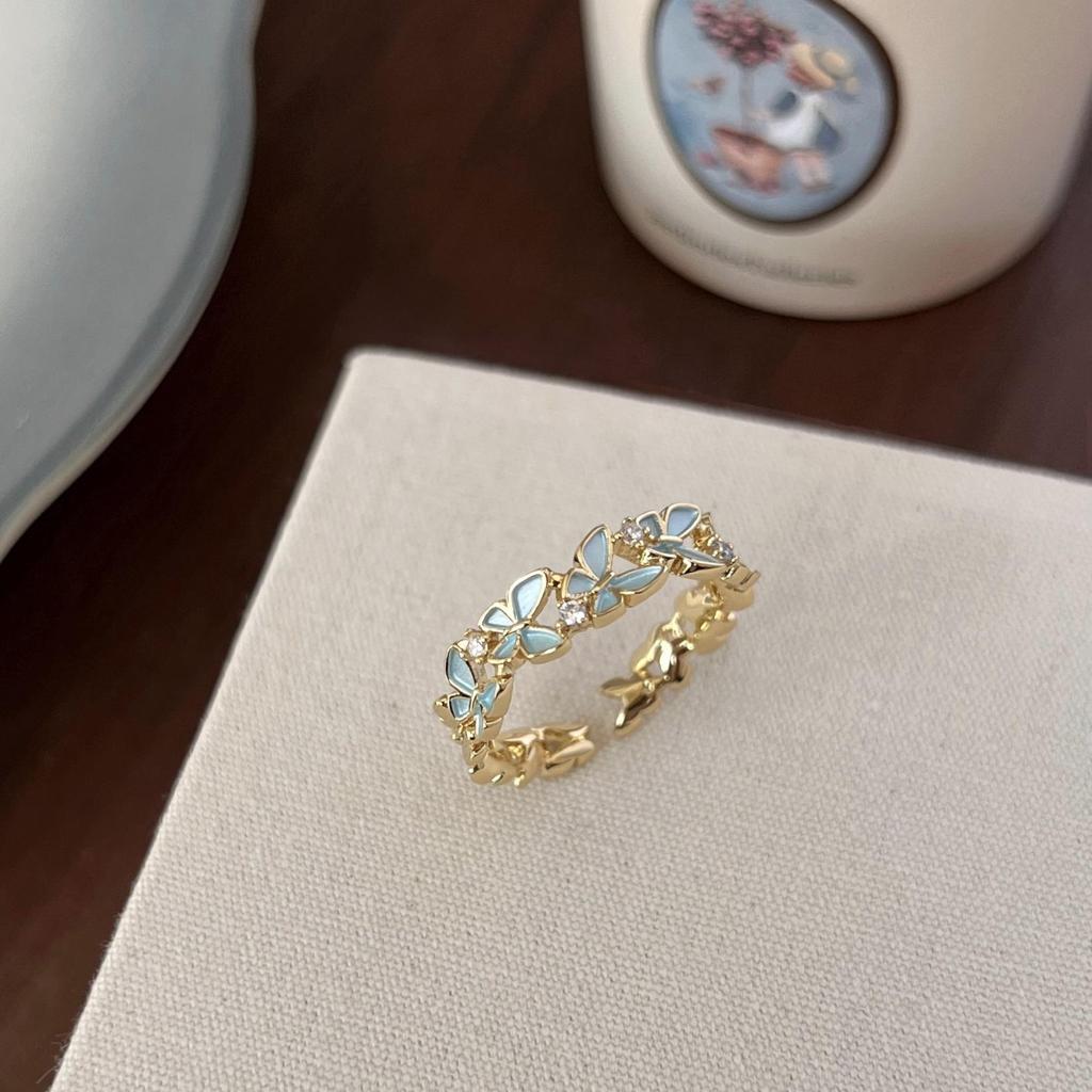 Purple Enamel Butterfly Ring - Luxurious and Vibrant, Versatile, Non-Fading Design for Women