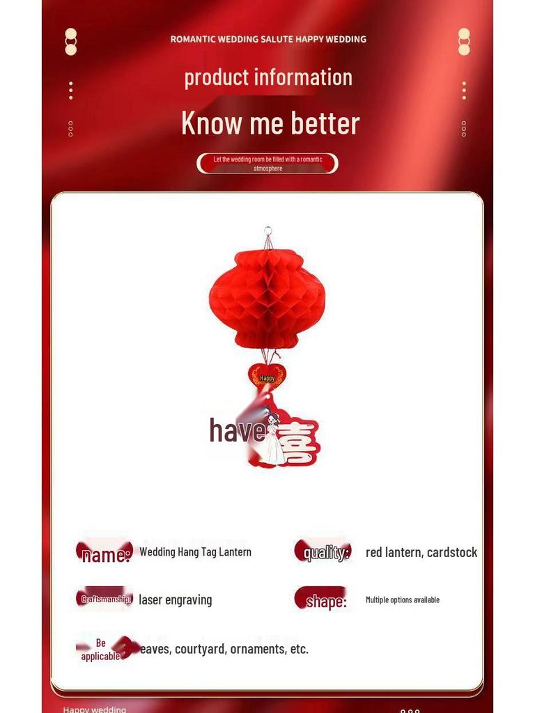 Red Honeycomb Paper Lantern Ornaments for Wedding and Courtyard Decoration