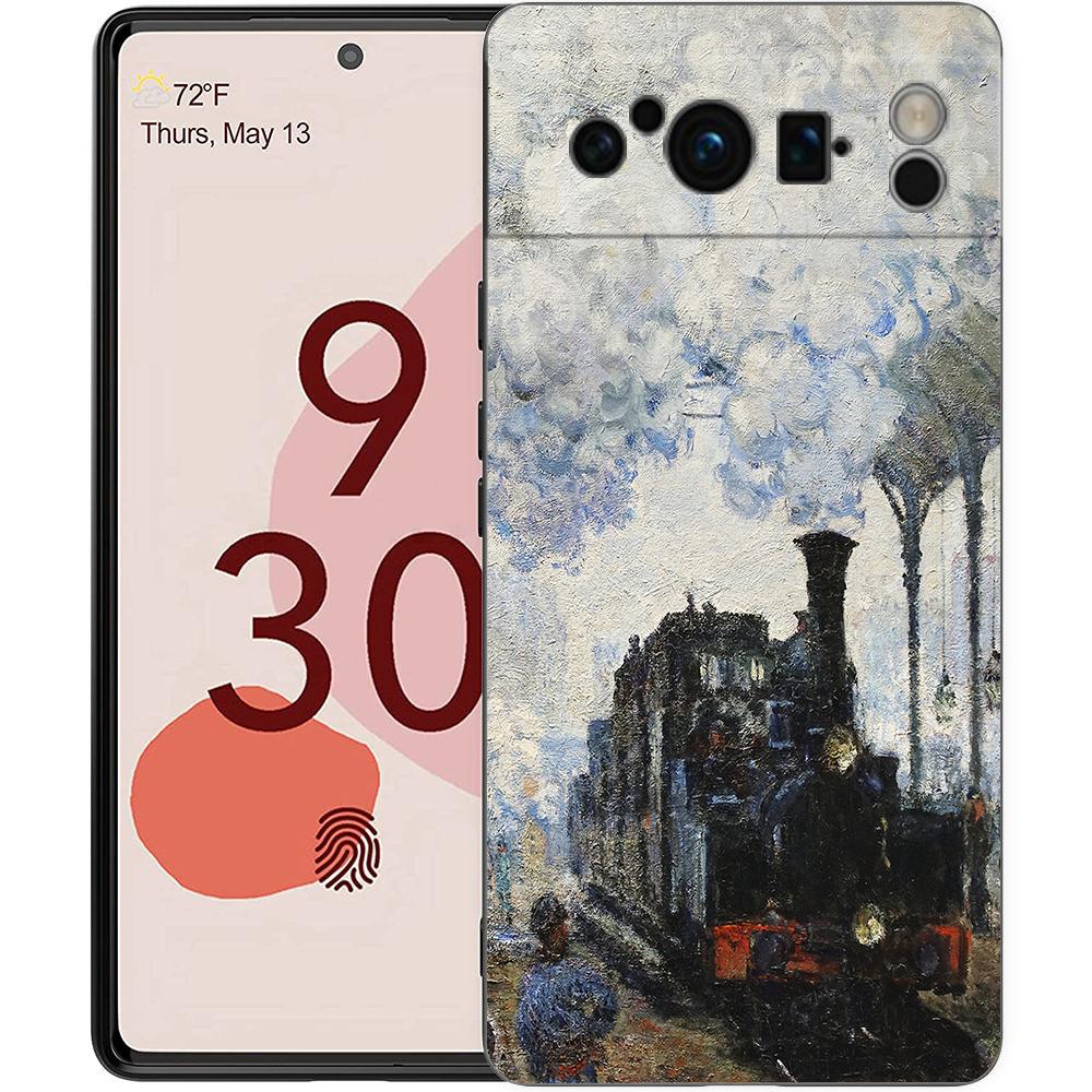 Claude Monet Impressionism Painter For Google Pixel 8 7 6 Pro 6A 5G Black Phone Case Soft Shockproof Back Cover TPU Shell Coque