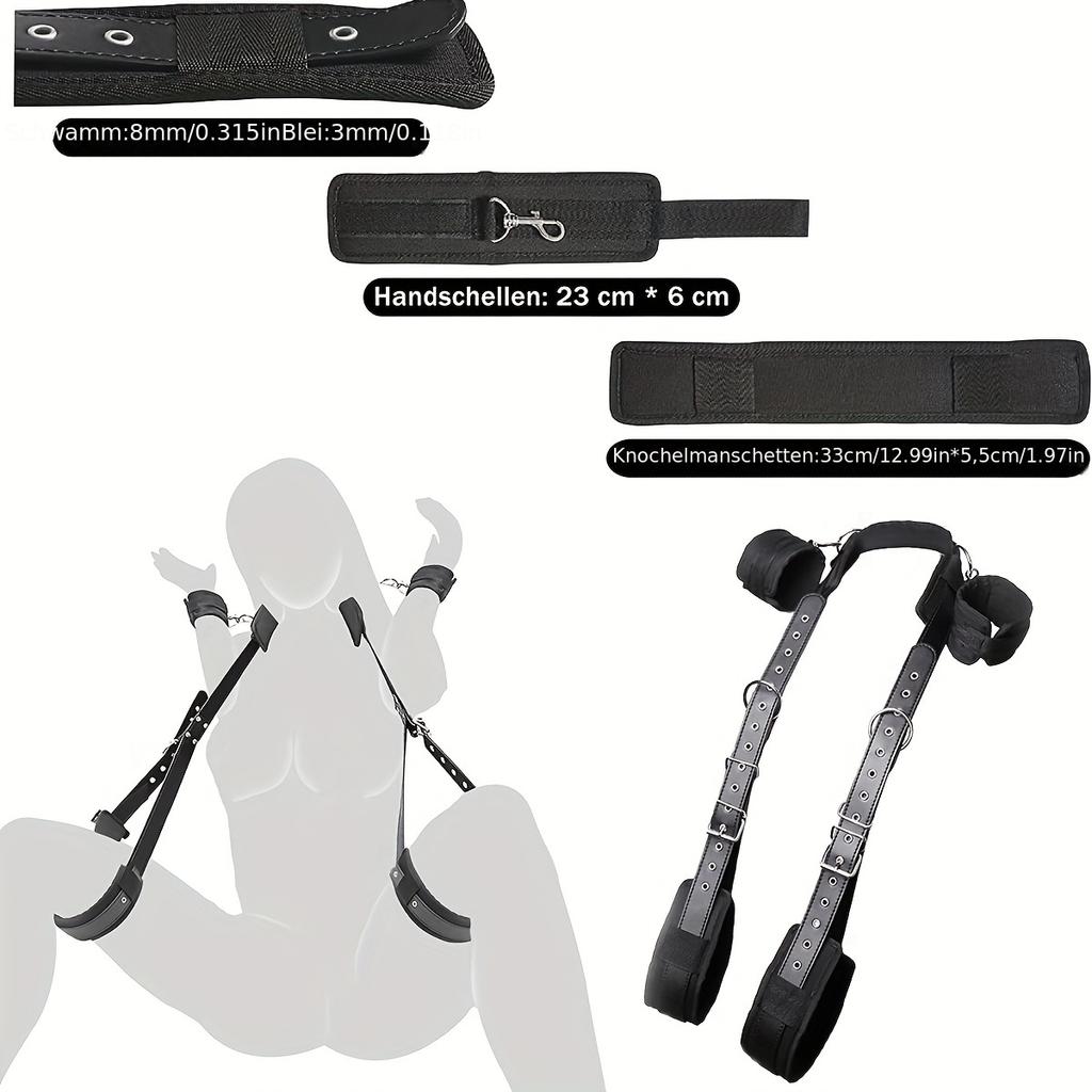1pc Bondage Set BDSM Sex Restraints Set With Handcuffs Leg Cuffs Extreme Beds Bondage Sex Toys Adjustable Thigh Bondage Sex Toys For Couples Beginner