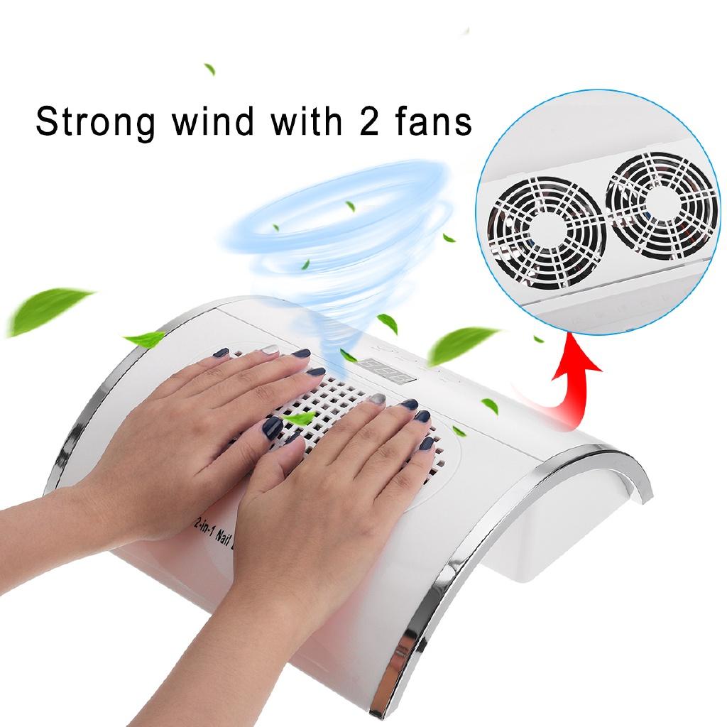 36/45 LED UV LED Nail Lamp Infrared Induction Nail Duct Suction 2 Fan Vacuum Cleaner For For Manicure 2 In 1 80W/150W