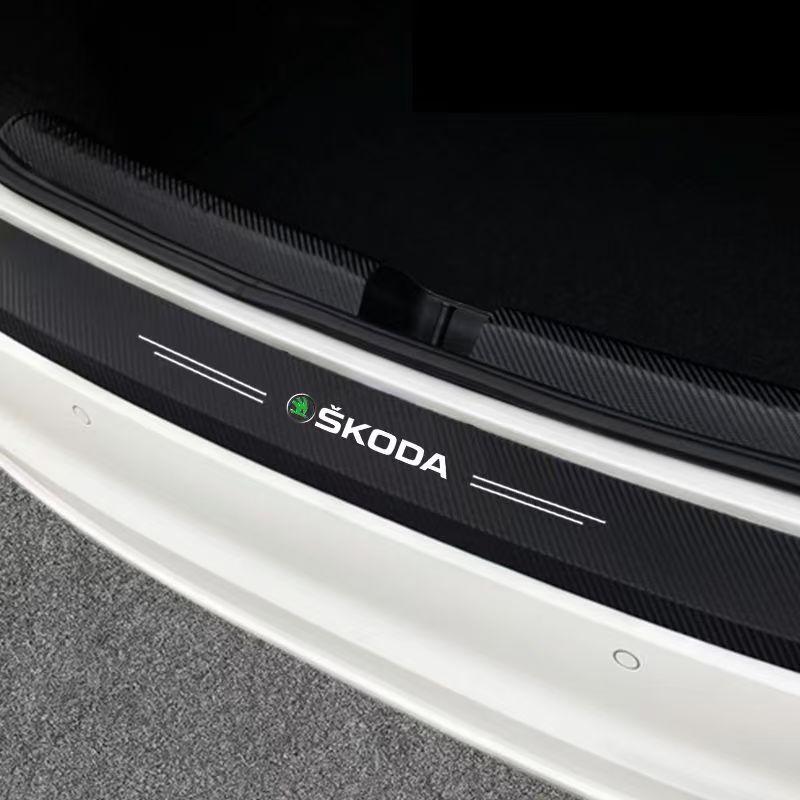 For Skoda Octavia KAMIQ KODIAQ SUPERB RAPID KAROQ FABIA YETI Car Door Sill Scuff Plate Decor Carbon Fiber Stickers