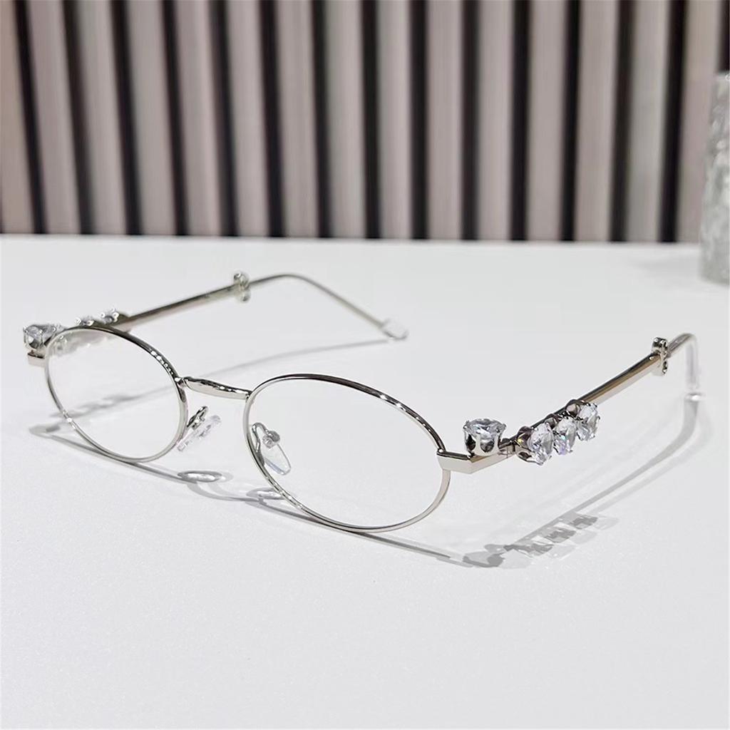 Stylish Sunglasses for Girls Boys Photo Props Travel Hip Hop Oval Frame Oval Frame Rhinestones Glasses Metal Eyewear