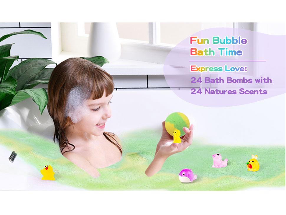 Glow-in-the-Dark Kids Bath Bomb Set with Surprise Toy - Perfect Christmas Gift for Boys and Girls