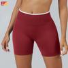 Seamless Color Blocked Yoga Shorts, Tight Fitting Peach Hip Lifting Sports Shorts, Women'S Outdoor Running And Fitness Pants