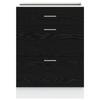 Kitchen Base Cabinet Black Oak Look 60 x 46 x 81.5 cm